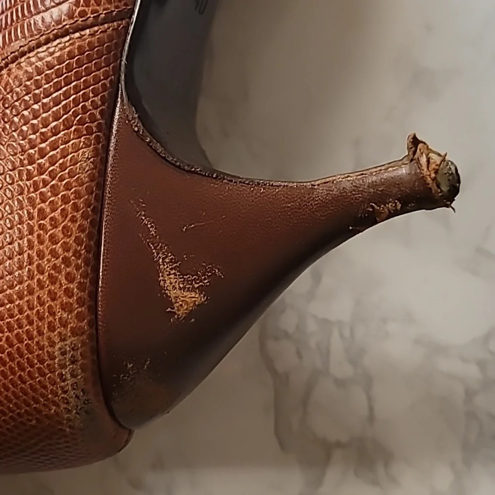 AUTHENTIC DOLCE & GABBANA  BROWN LEATHER LIZARD PRINT BOOTS - US 10 / EU 40 - Picture 9 of 16